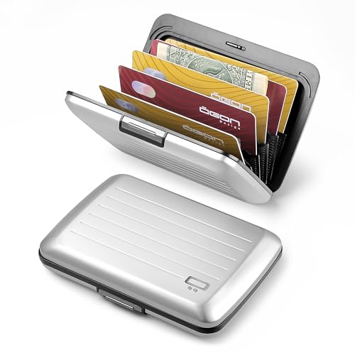 ÖGON -DESIGNS- أوجون -تصاميم- حافظة بطاقات من الألمنيوم مع قفل معدني، حماية RFID ضد الاحتيال وإلغاء المغنطة، محفظة مدمجة، نموذج سمارت كيس أوسلو - Image 2