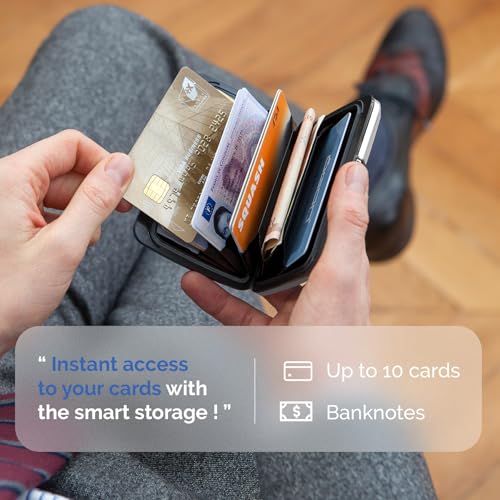 ÖGON -DESIGNS- أوجون -تصاميم- حافظة بطاقات من الألمنيوم مع قفل معدني، حماية RFID ضد الاحتيال وإلغاء المغنطة، محفظة مدمجة، نموذج سمارت كيس أوسلو - Image 4