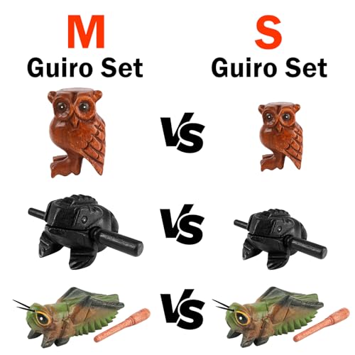 GOGHOST 3 Pcs Handmade Wooden Guiro Animal Set (Medium), 4 Inch Wooden Frog, 4 Inch Wooden Cricket, and 3.5 Inch Wooden Owl Whistle, Guerrero Percussion Instruments Artistic Craft - Image 5