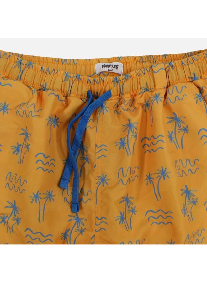 playmore Boys Swimsuit – Mustard with Palm Print - Image 3