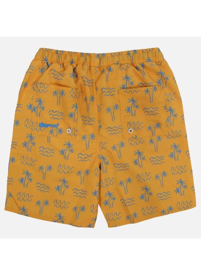 playmore Boys Swimsuit – Mustard with Palm Print - Image 2
