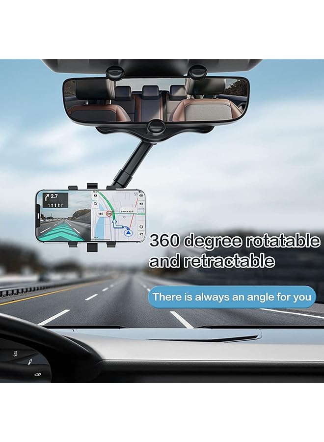SHOWAY 360 Degree Rotatable And Retractable Car Phone Holder,Universal Rearview Mirror Phone Holder For Car, Black, Carhold02 B, Rotatable And Retractable Car Phone Mount - Image 5