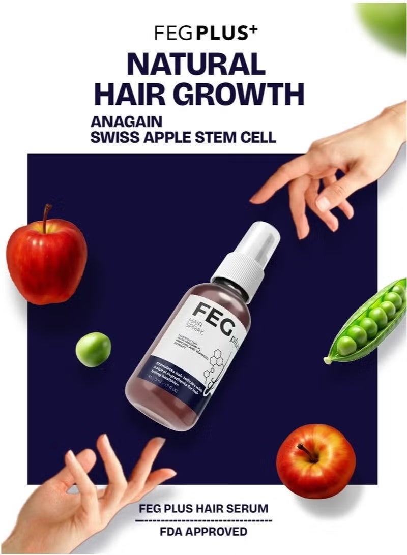FEG Plus Hair Growth Spray 50ml | Advanced Hair Regeneration Formula with Anagain™, Procapil & Seaweed Extract | Anti Hair Fall | For Hair & Beard | Men & Women - Image 3