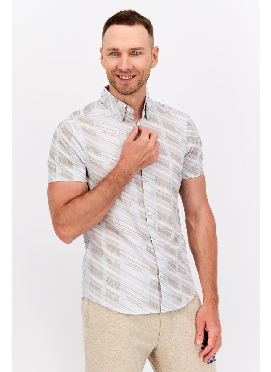 Men Slim Fit Allover Print Short Sleeves Casual Shirt, Beige Combo - pzsku/ZF4BF2E2B45AB960C135CZ/45/_/1737642041/6dfd1ccc-226f-4944-b6d5-5376b4fdaa7b