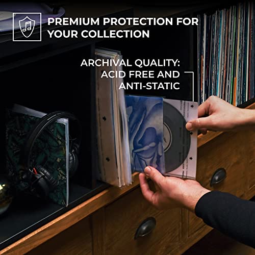 Big Fudge Vinyl Record Sleeves Inner - Vinyl Sleeves - Clear 3-Layer Album Covers with Anti-Static Rice Paper - Acid Free Protective Outer Cover for 7" Records - White, 50 Pack - Image 2