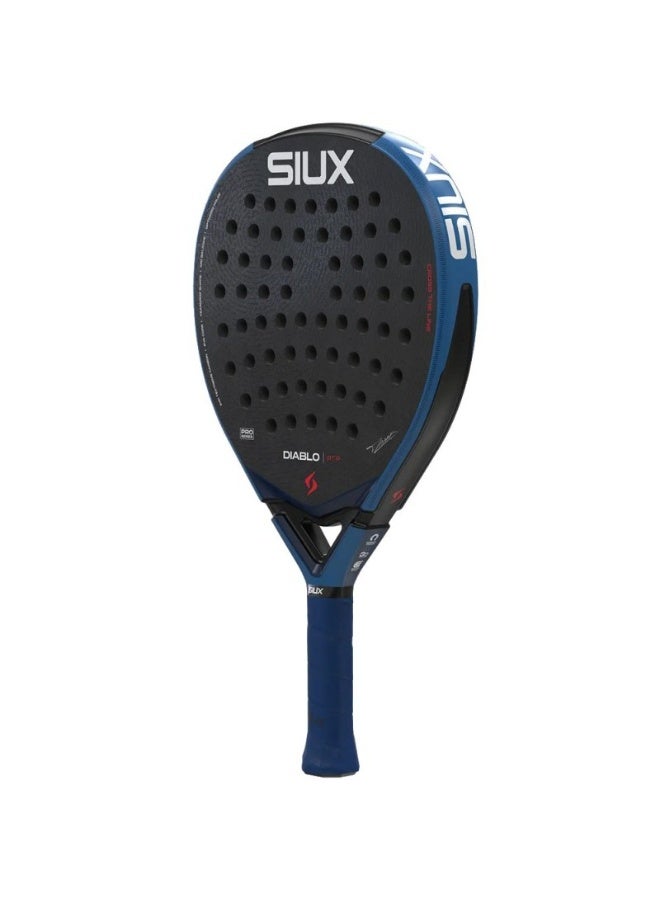 SIUX مضرب بادل Siux Diablo Pro Royal Blue 2026 - مضرب هجين يجمع بين القوة والتحكم، مصنوع من ألياف الكربون 18K، وقلب من مادة EVA، وطلاء رملي ثلاثي الأبعاد، مصمم خصيصًا للاعبين المحترفين. - Image 4