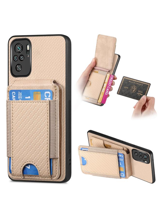 The Bros Case For Xiaomi Redmi Note 10 4G Carbon Fiber Vertical Flip Wallet Stand Phone Case