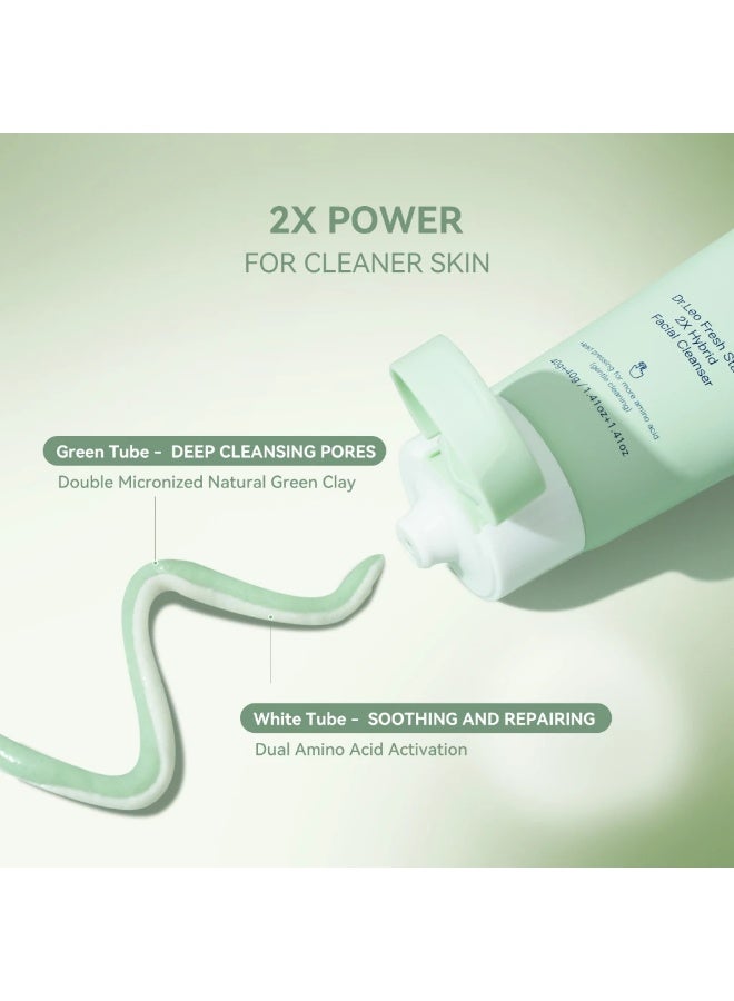 دكتور ليو منظف ​​الوجه الهجين  فريش ستارت 2X + قناع الطين المنظف، منظف عميق للوجه، تحكم لطيف في الزيوت، 40+40 جم - Image 5