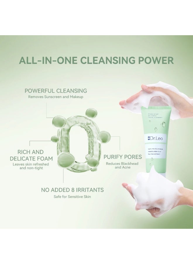 دكتور ليو منظف ​​الوجه الهجين  فريش ستارت 2X + قناع الطين المنظف، منظف عميق للوجه، تحكم لطيف في الزيوت، 40+40 جم - Image 4