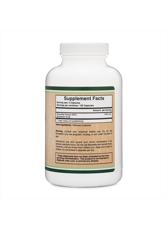 Double Wood Supplements 240 Capsules Boswellia Serrata Extract (1,000mg, 65% Boswellic Acid) - Joint Support Supplement Made & Tested in USA - Image 2