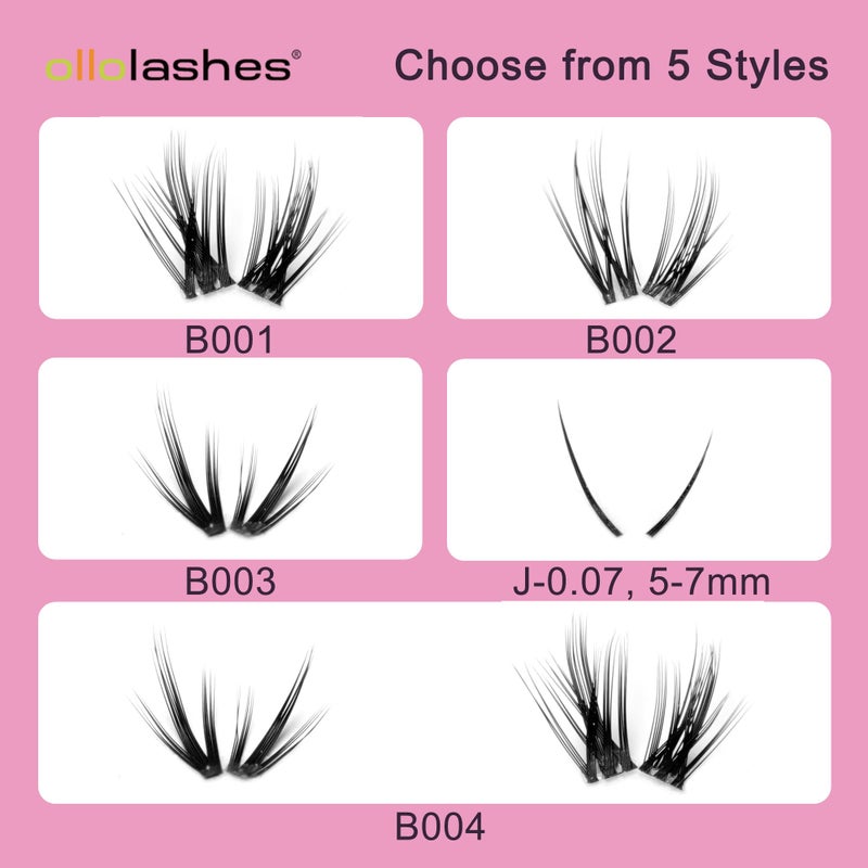 OLLOLASHES Bottom Lashes Bottom Lash Clusters | Lash Clusters With Bottom Lashes | DIY Bottom Lashes, Multiple Styles, Lightweight Natural Look, Easy Application & Long Wear (J-0.07, 5-7mm) - Image 2