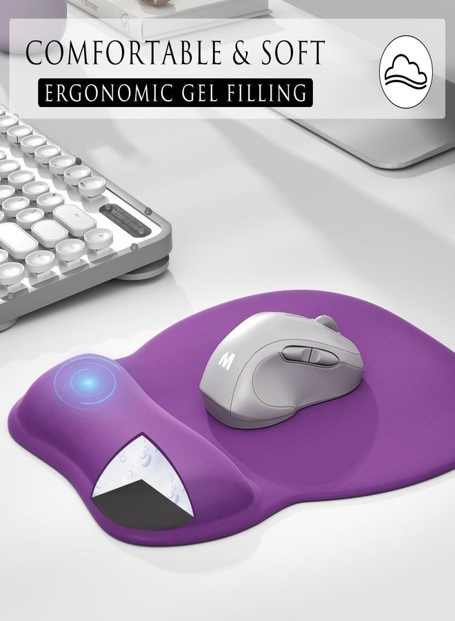 MROCO Ergonomic Mouse Pad with Wrist Support Gel Mouse Pad with Wrist Rest, Comfortable Computer Mouse Pad for Laptop, Pain Relief Mousepad for Office & Home, 9.4 x 8.1 in, Pure Purple - Image 4