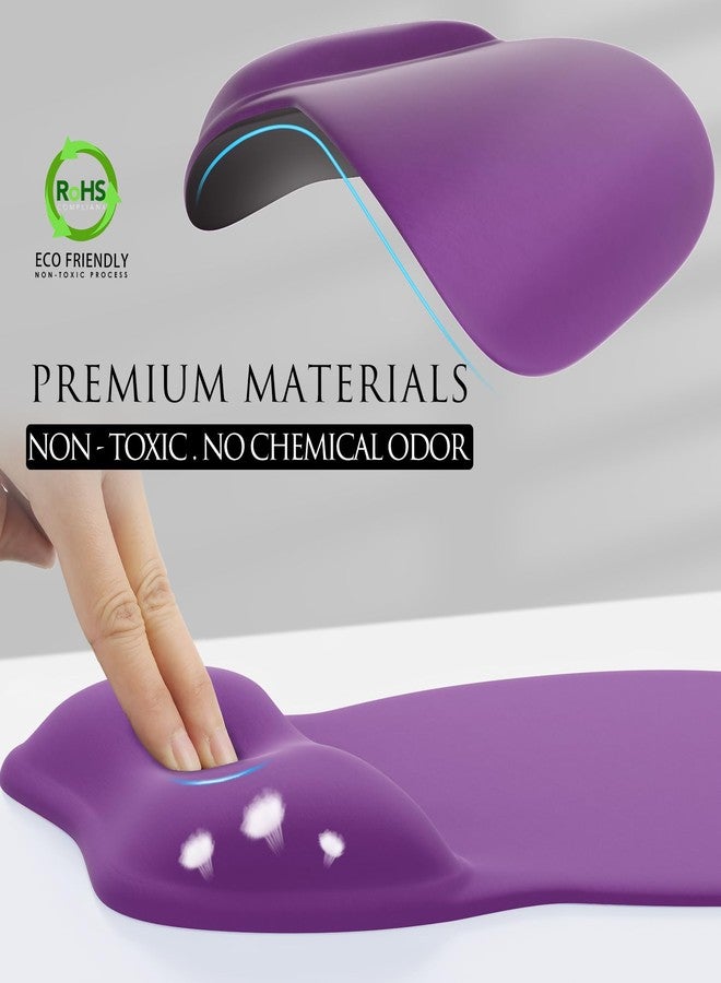 MROCO Ergonomic Mouse Pad with Wrist Support Gel Mouse Pad with Wrist Rest, Comfortable Computer Mouse Pad for Laptop, Pain Relief Mousepad for Office & Home, 9.4 x 8.1 in, Pure Purple - Image 3