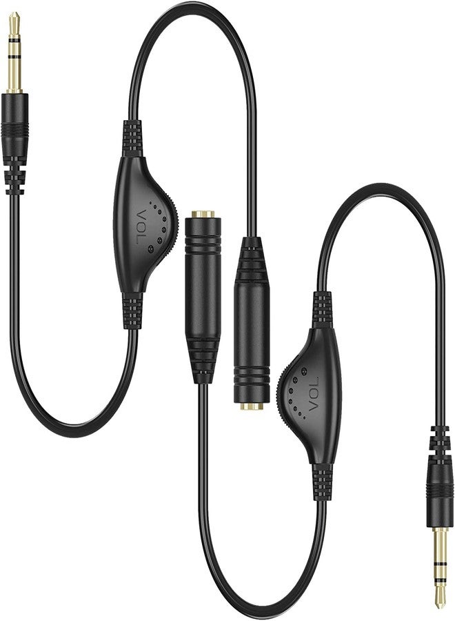 PChero 3.5mm Headphone Extension Cables, 2pcs 3.5mm Male to Female Stereo Audio Extension Cord with Volume Adjustment Control for Smartphone Tablets MP3 Players - 10inch - Image 1