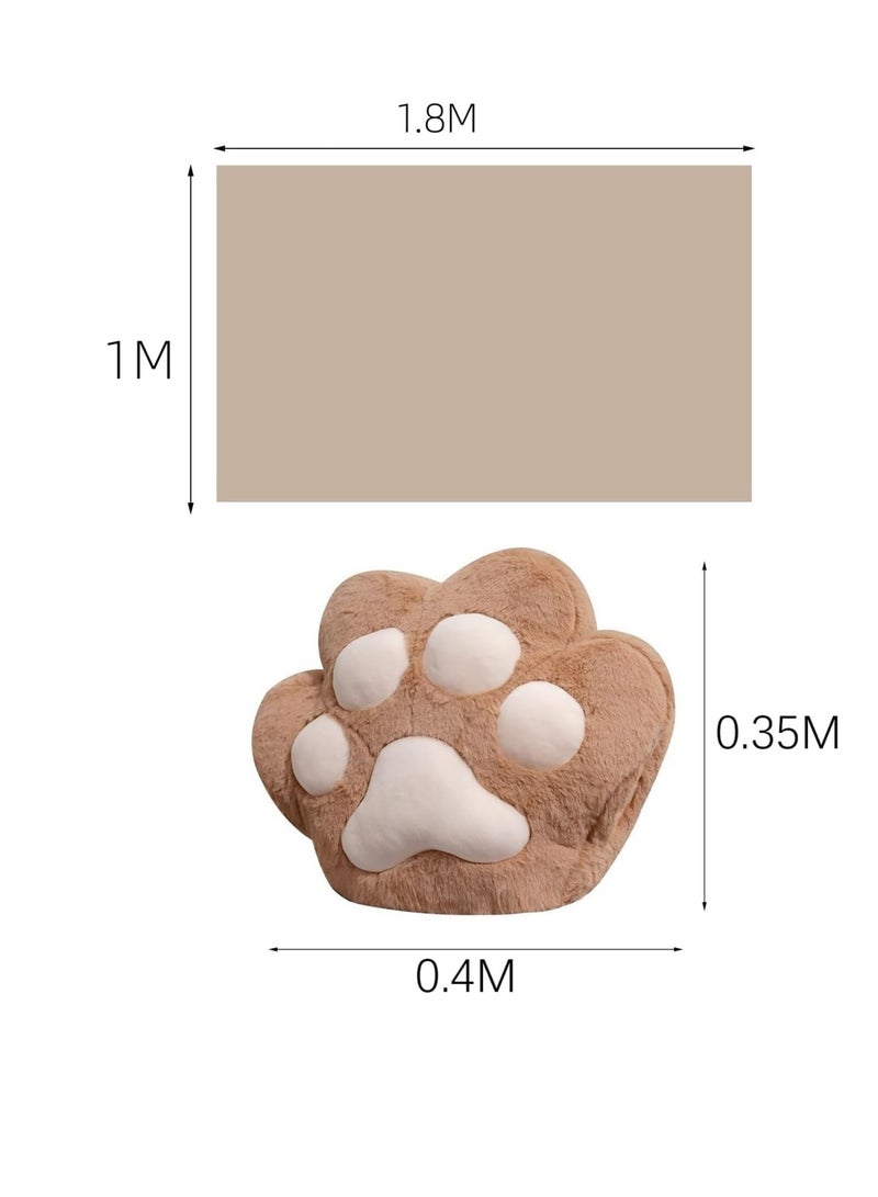 3 in 1 Cat Paw Pillow Blanket with Hand Warmer Pockets - Soft Plush Throw Pillow, Foldable Nap Blanket & Warm Hand Cushion for Home Office Car Travel, Zippered Multi-Use Lounge Pillow (40x35cm Pillow + 100x180cm Blanket-White) - Image 2