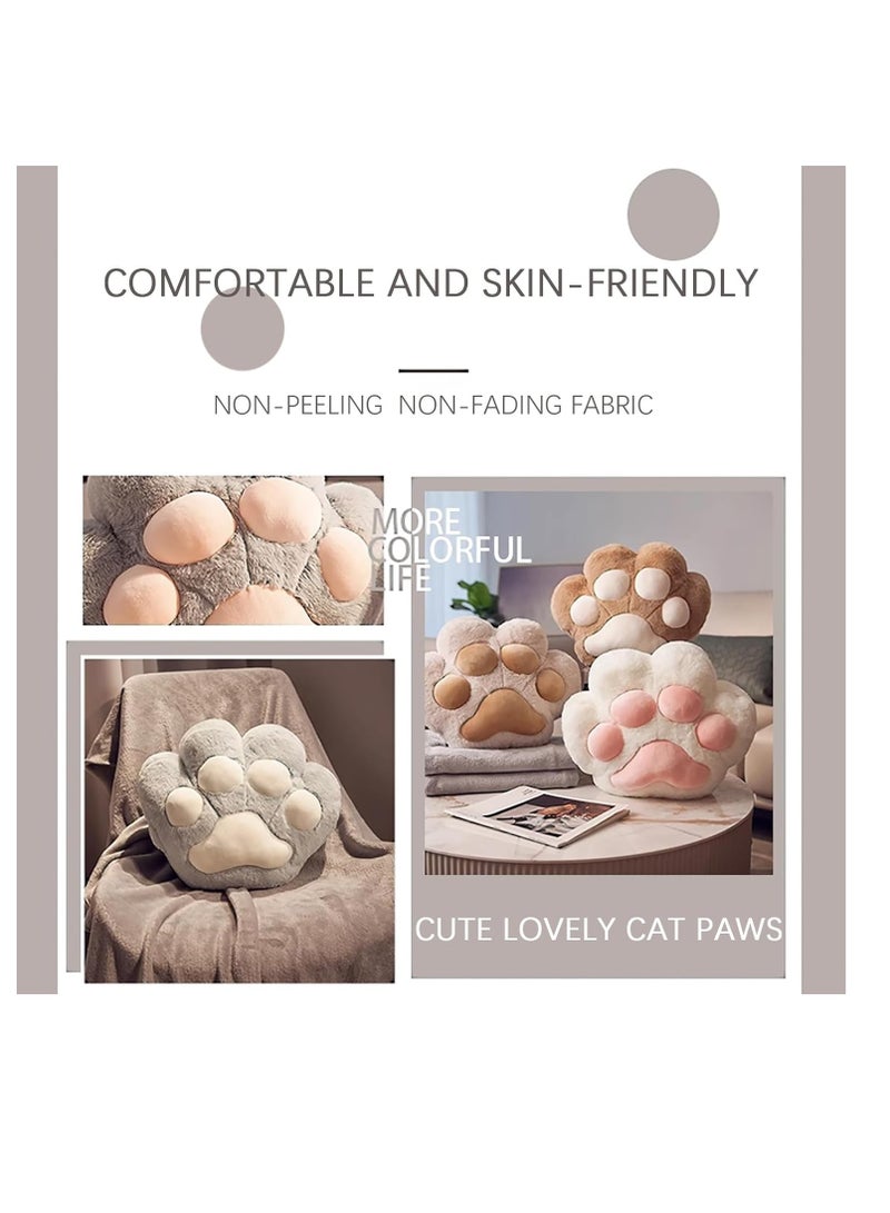 3 in 1 Cat Paw Pillow Blanket with Hand Warmer Pockets - Soft Plush Throw Pillow, Foldable Nap Blanket & Warm Hand Cushion for Home Office Car Travel, Zippered Multi-Use Lounge Pillow (40x35cm Pillow + 100x180cm Blanket-White) - Image 3