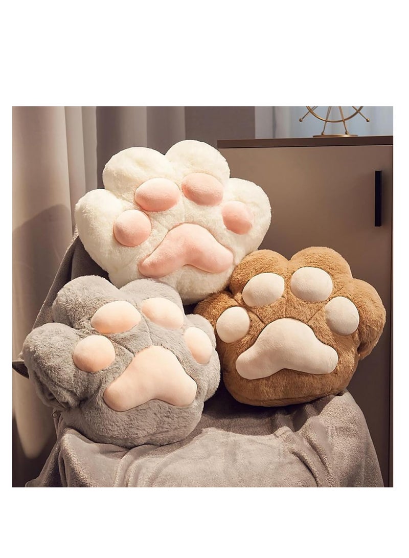 3 in 1 Cat Paw Pillow Blanket with Hand Warmer Pockets - Soft Plush Throw Pillow, Foldable Nap Blanket & Warm Hand Cushion for Home Office Car Travel, Zippered Multi-Use Lounge Pillow (40x35cm Pillow + 100x180cm Blanket-White) - Image 5
