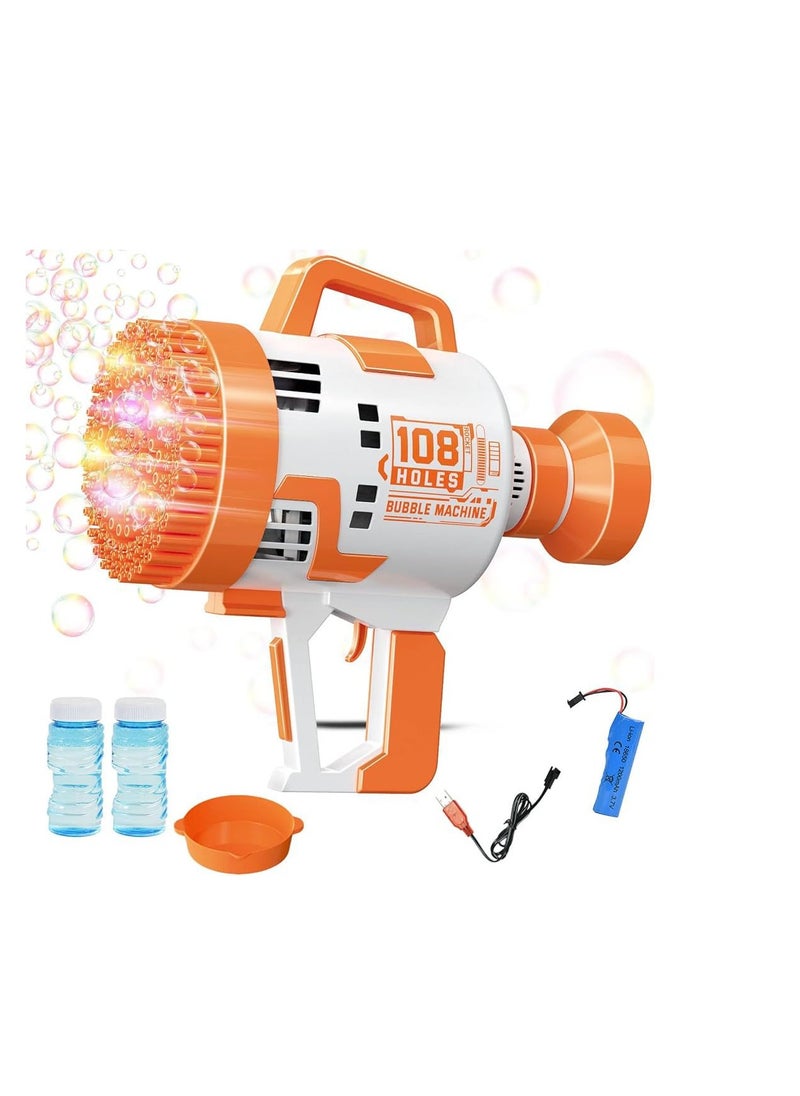 VIO 108 Hole Bubble Machine Gun Blower with Colorful Lights Fun Bubble Maker Toy for Kids Perfect for Birthday Parties Celebrations Outdoor Summer Fun Great Gift for Toddlers Girls Boys Bubble Blaster Toy  - Image 1