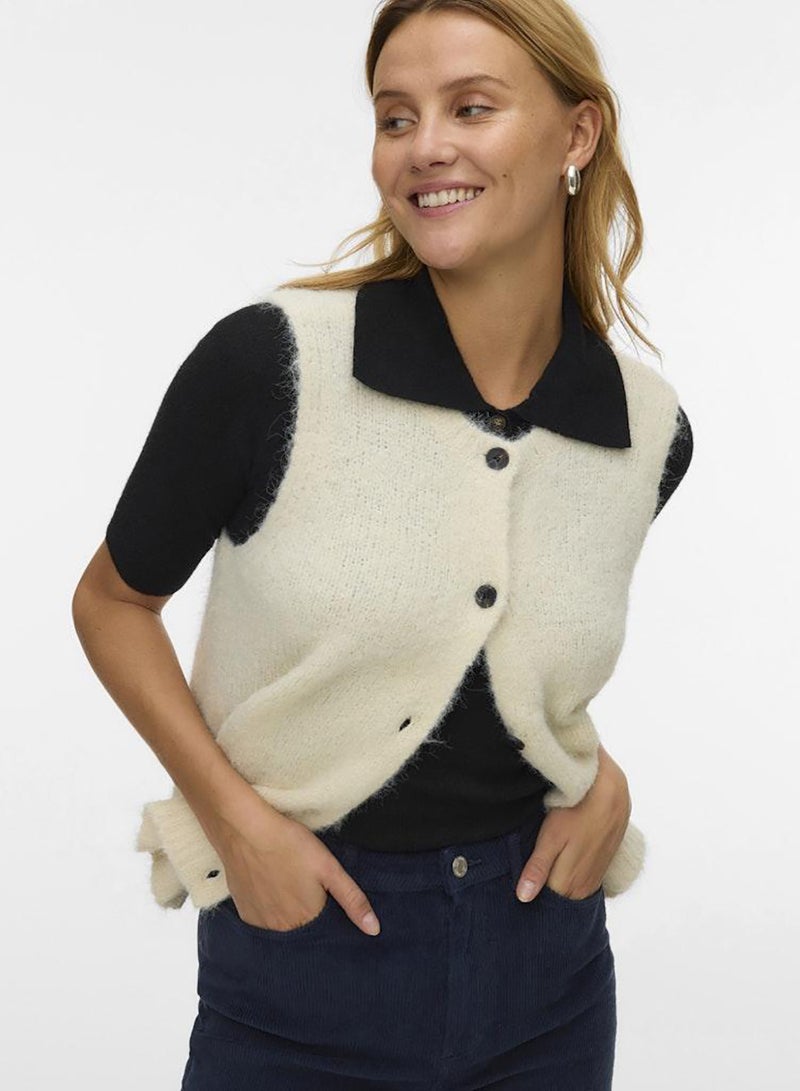 VERO MODA Vmnovah Sl O-Neck Button Vest Noos - Image 3