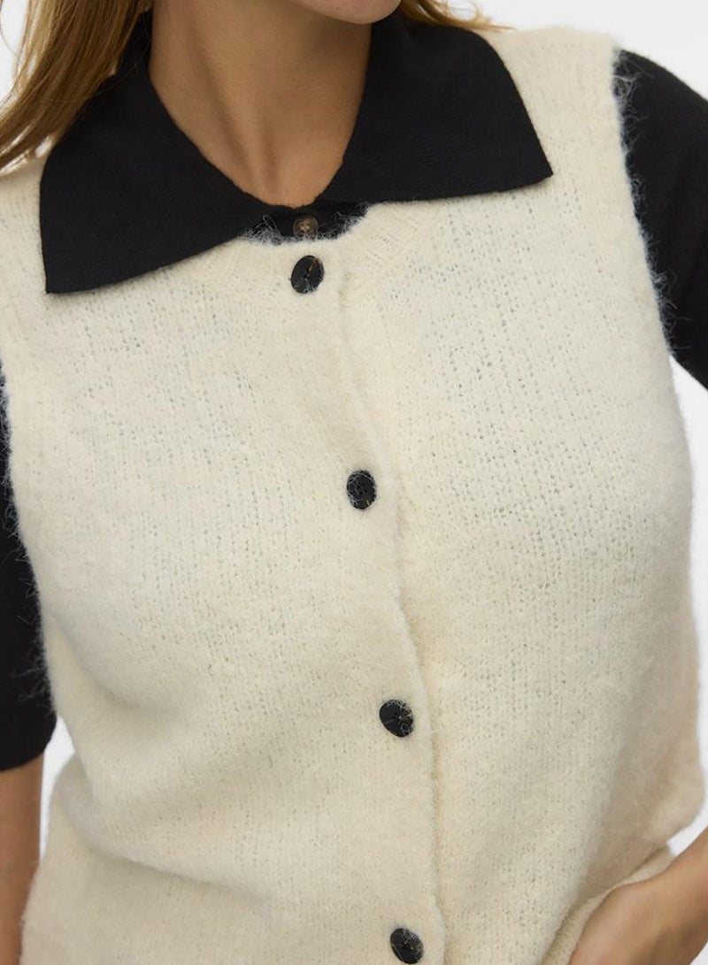 VERO MODA Vmnovah Sl O-Neck Button Vest Noos - Image 4