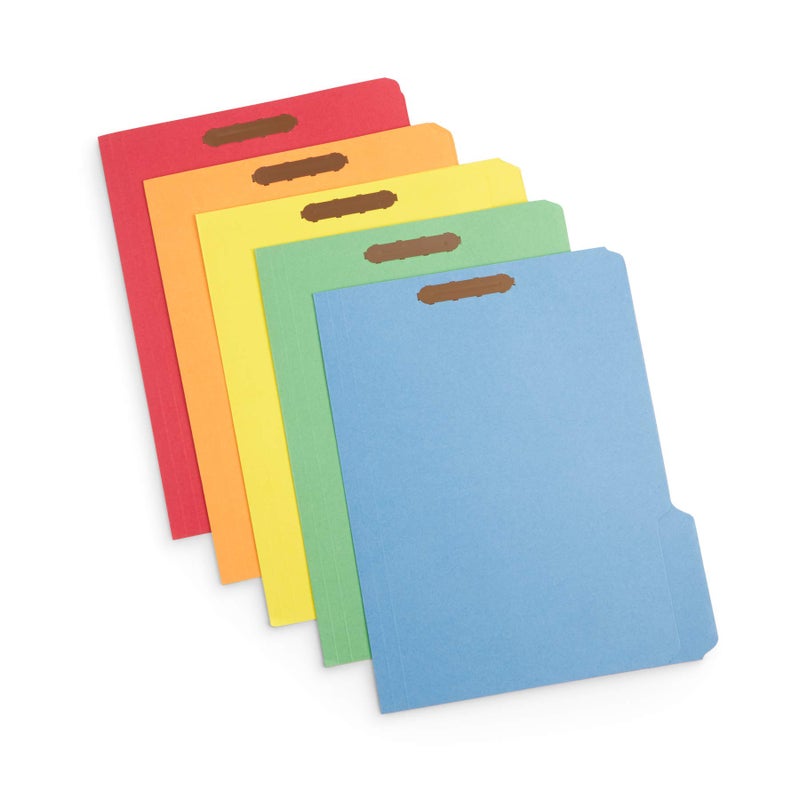 Blue Summit Supplies 50 Fastener File Folders, File Folders with Fastener 1/3 Cut Reinforced Tab, Durable 2 Prongs for Medical Files, Law Client Files, or Office Reports, Letter Size, Assorted Colors, 50 Pack - Image 1