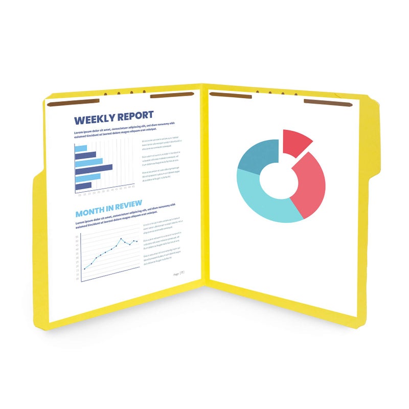 Blue Summit Supplies 50 Fastener File Folders, File Folders with Fastener 1/3 Cut Reinforced Tab, Durable 2 Prongs for Medical Files, Law Client Files, or Office Reports, Letter Size, Assorted Colors, 50 Pack - Image 5