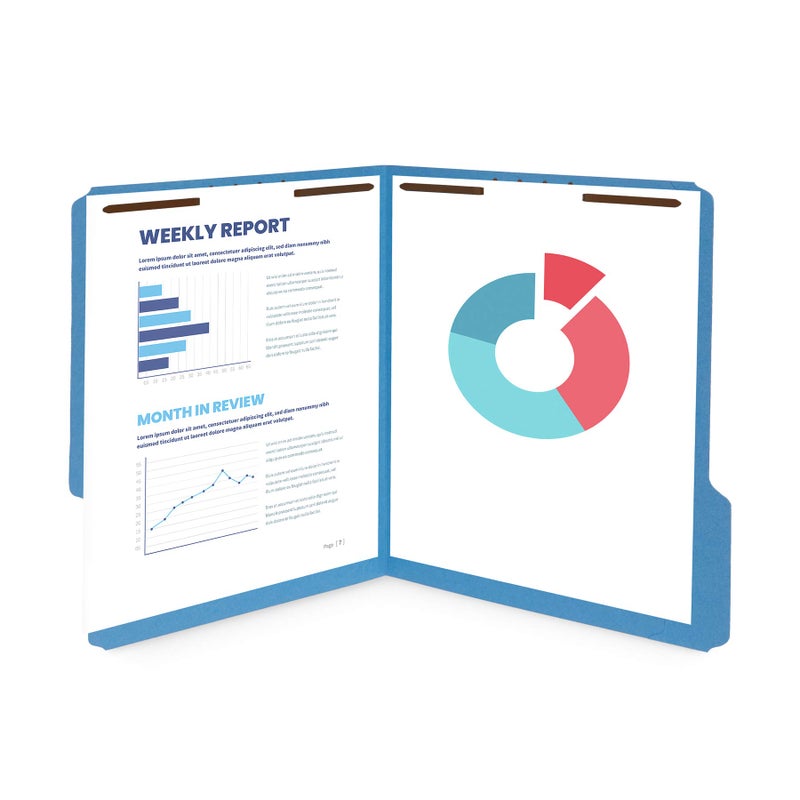 Blue Summit Supplies 50 Fastener File Folders, File Folders with Fastener 1/3 Cut Reinforced Tab, Durable 2 Prongs for Medical Files, Law Client Files, or Office Reports, Letter Size, Assorted Colors, 50 Pack - Image 3