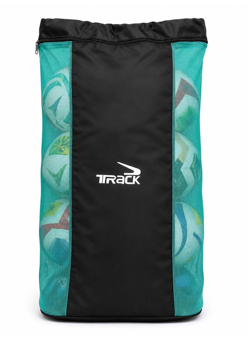 Large Capacity Sports Ball Bag with Mesh Panels and Shoulder Straps, Black/Teal - Image 1