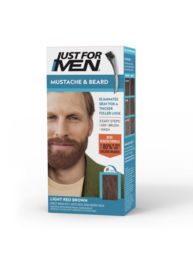 Just For Men Just For Men Mustache & Beard, Beard Dye for Men with Brush, With Keratin Biotin Aloe and Coconut Oil for Healthy Facial Hair - Light Red Brown, M-27, Pack of 1 (Packaging May Vary)  - Image 1
