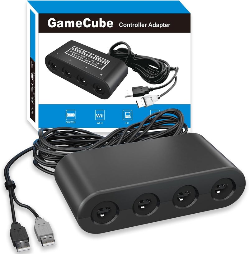 CLOUDREAM Gamecube Adapter for Nintendo Switch / Wii U / PC and Switch 2 Gamecube Controller Adapter, Super Smash Bros Adapters for NGC Controller, Support Turbo and Vibration Features with 180cm USB Cable - Image 1