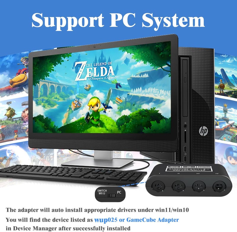CLOUDREAM Gamecube Adapter for Nintendo Switch / Wii U / PC and Switch 2 Gamecube Controller Adapter, Super Smash Bros Adapters for NGC Controller, Support Turbo and Vibration Features with 180cm USB Cable - Image 3