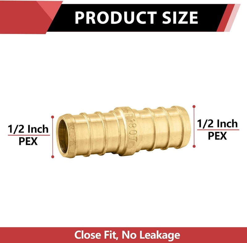 EFIELD (عبوة من 10 قطع) وصلات نحاسية من نوع PEX بقطر 1/2 بوصة، تركيبات كرمب، بدون رصاص - 10 قطع - Image 2