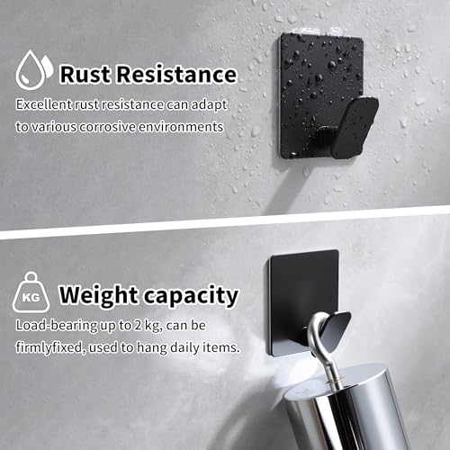 ZUNTO 4 Pack Adhesive Towel Hooks for Bathroom, Heavy Duty Wall Hooks for Hanging, No Drilling, Durable Waterproof Hooks for Towels & Utensils - Image 5