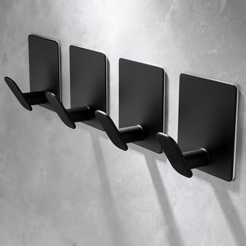 ZUNTO 4 Pack Adhesive Towel Hooks for Bathroom, Heavy Duty Wall Hooks for Hanging, No Drilling, Durable Waterproof Hooks for Towels & Utensils - Image 2