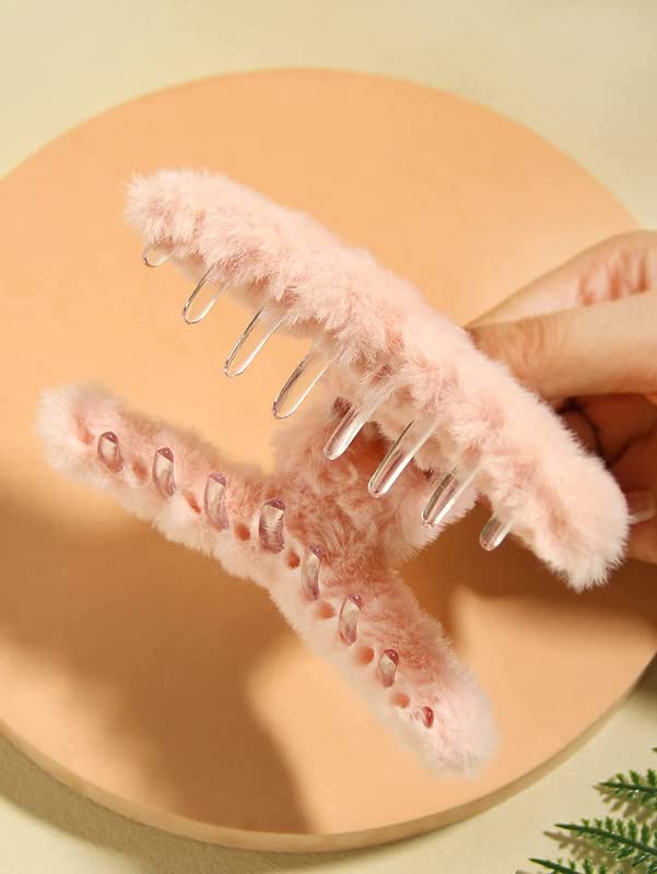 Belicia 4 PCS Large Claw Clips for Thick Hair Furry Big Thin Claws Clamps Banana Strong Hold Hair Jaw Clip Grips NonSlip Medium Acrylic Clips Hair Styling AccessoriesMULTICOLOR - Image 2