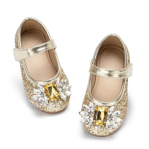 Kolan Toddler Little Girls Mary Jane Ballet Flat Soft Lining Dress Gold Shoes Size 7 - Image 1