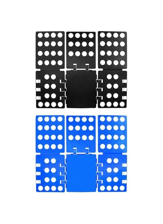 Arabest - PP Composite Folding Board, 2 Pack Folding Clothes Board - Black + Blue, One-Hand Operation Laundry Folding Tool, Non-Slip Silicone Buckles, T Shirt Folder, Laundry Folders for All Garments - Image 1