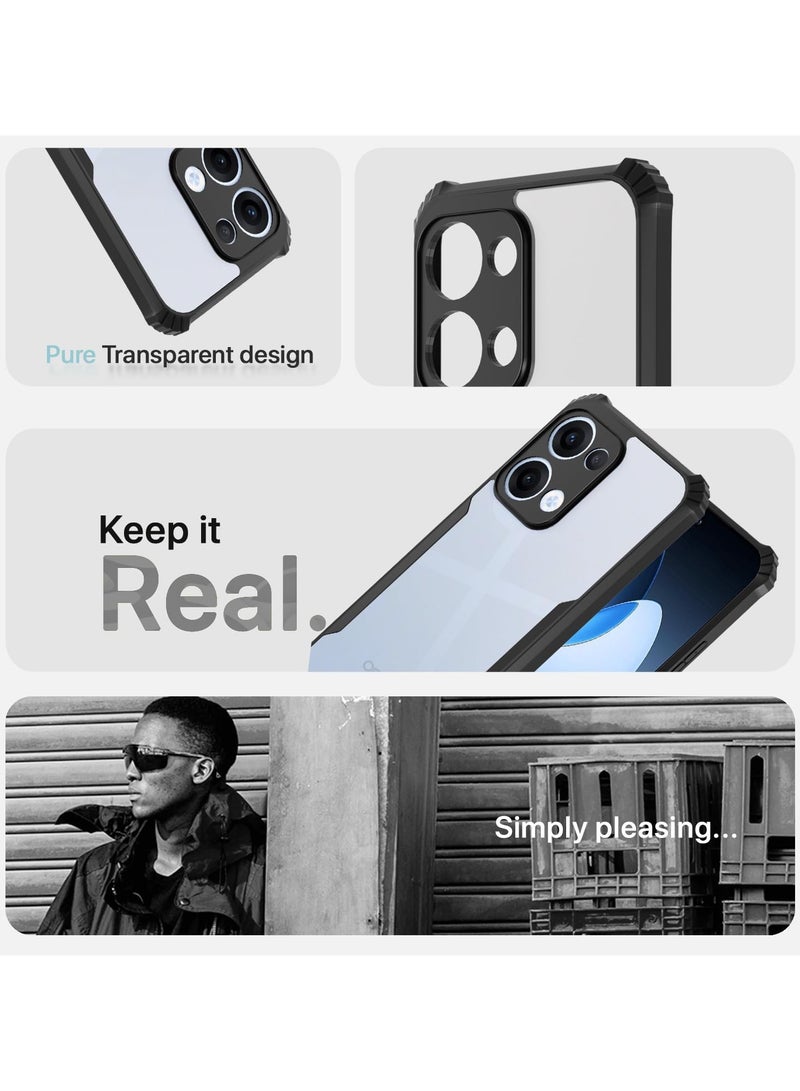 Case for OPPO Reno 13 5G Back Cover Transparent Crystal Clear Hard PC Back Case with TPU Bumper Drop Protection Case Cover for OPPO Reno 13 5G