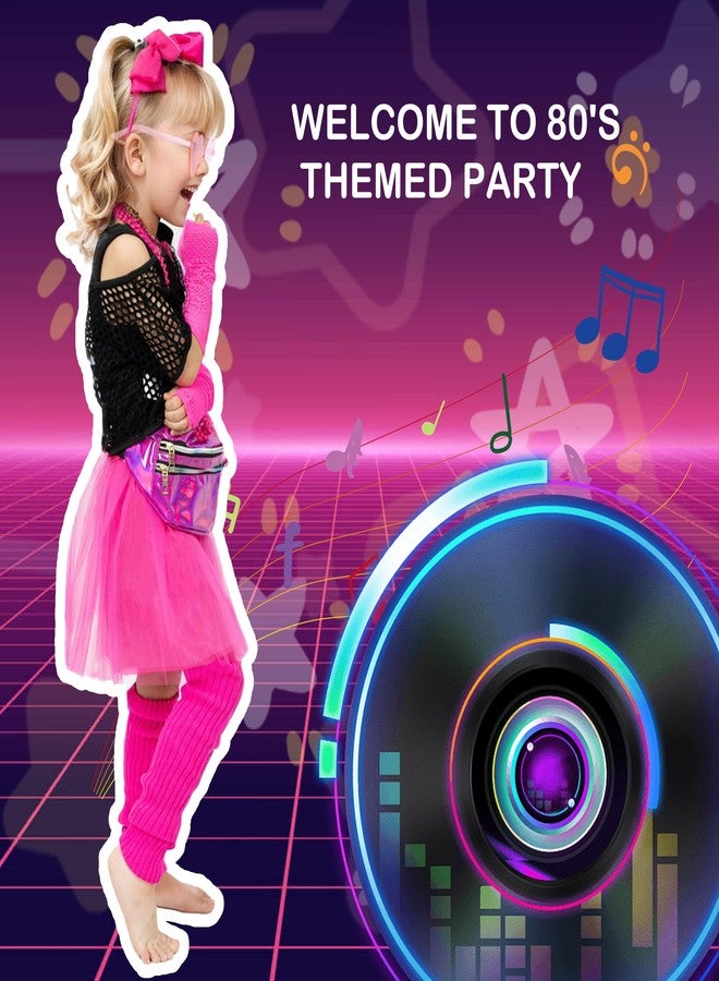 Fairycece 80s Costumes for Girls Kids Outfit Toddler Accessories Halloween Theme Neon 7-8 - Image 3