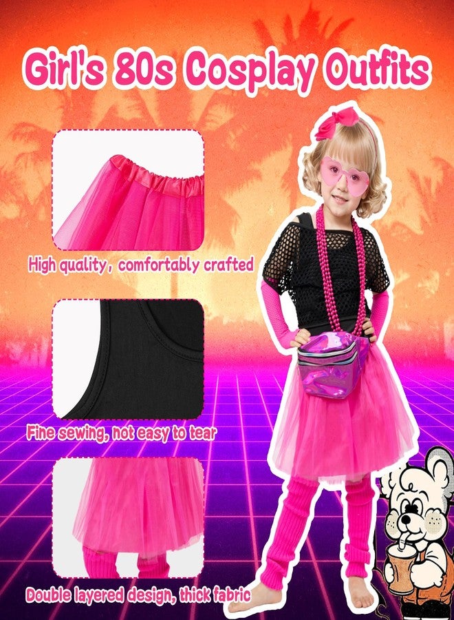 Fairycece 80s Costumes for Girls Kids Outfit Toddler Accessories Halloween Theme Neon 7-8 - Image 5