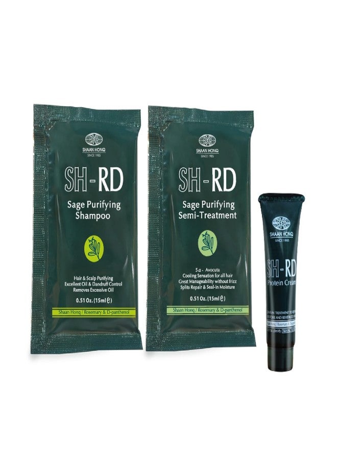 Sh Rd SH-RD Scalp Purifying Essentials for Travel & Trial | Sage Shampoo and Conditioner, Protein Cream | Hotel Size Set for Oily Hair Anti-Dandruff - Image 1