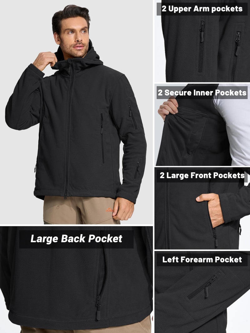 TACVASEN Tactical Hoodies for Men Windproof Fleece Hoodies Zip Up Mens Jacket Winter Warm Hoodie Hunting Black - Image 5