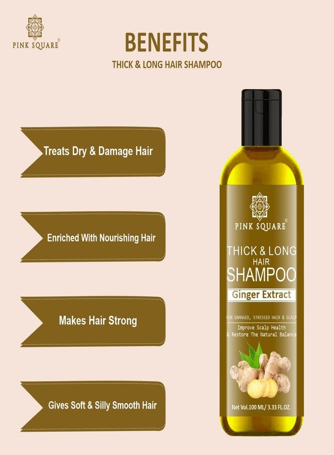Pink Square Thick & Long Hair Shampoo with Ginger Extract to Get Dandruff Free Scalp Refresh Hair Pack of 2 of 100ML (200ML) - Image 3