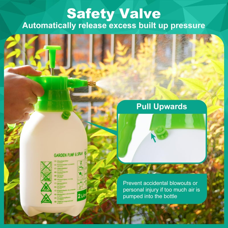 MaxWorks 51021 Hand Pump Sprayer Bottle 2L 0.5 Gal for Garden Indoor Outdoor Home with Adjustable Brass Nozzle of Mist Setting with Lock Switch - Image 4
