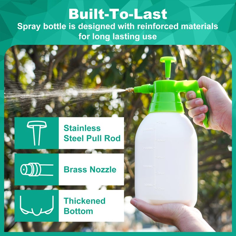 MaxWorks 51021 Hand Pump Sprayer Bottle 2L 0.5 Gal for Garden Indoor Outdoor Home with Adjustable Brass Nozzle of Mist Setting with Lock Switch - Image 3