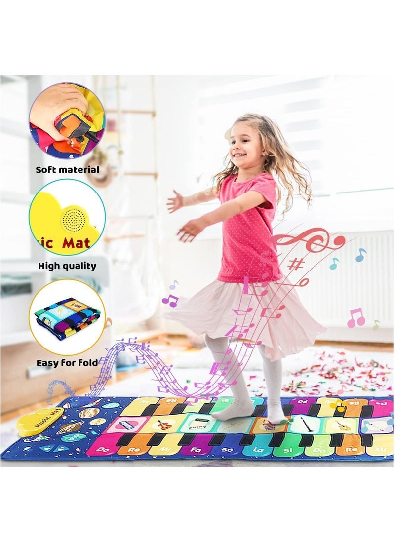 Arabest Baby Musical Mats with 42 Music Sounds, Kid Floor Piano Keyboard Dance Mat Animal Blanket Touch Playmat, Early Education Toys Gift for 1 2 3+ Years Old Toddlers Boys Girls (blue)  - Image 5