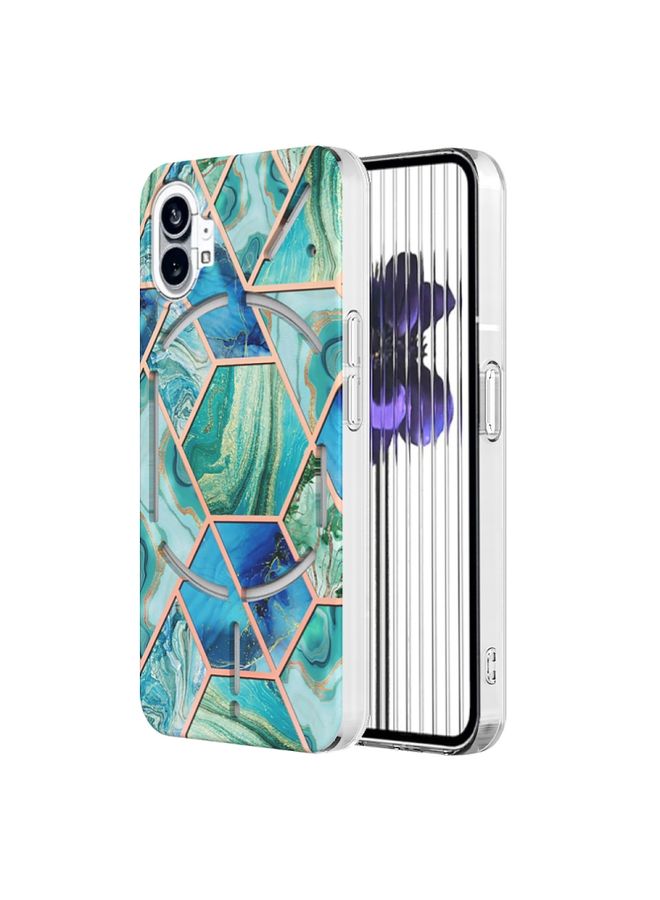 Case Cover For Nothing Phone 1 Electroplating Splicing Marble TPU Phone Case Green