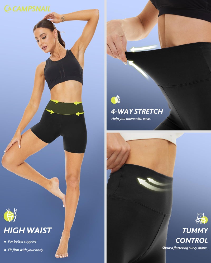 CAMPSNAIL Workout Biker Shorts Women - 3"/5"/8" High Waisted Tummy Control Spandex Booty Volleyball Shorts for Yoga Dance - Image 3