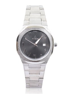 Fitron Men's Silver Wrist Watch with Black Dial, Arabic Numbers and Date  - Image 1