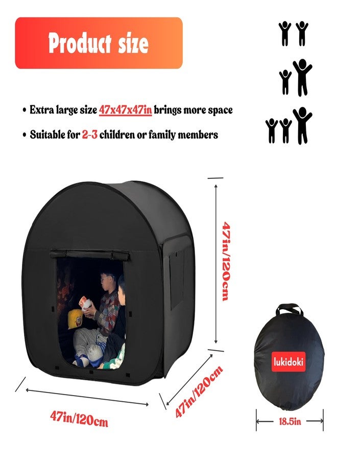 lukidoki Sensory Tent for Kids & Adults with Autism, ADHD, SPD - CPC Certification Large Size 47x47in Calm Corner Helps Children Relax, Reduce Anxiety & Improve Focus - Pop-up Blackout Play Tent - Image 2